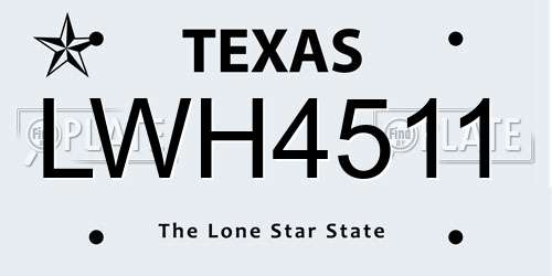 LWH4511 Texas License Plate