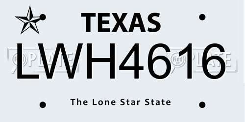 LWH4616 Texas License Plate