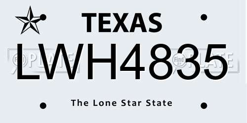 LWH4835 Texas License Plate