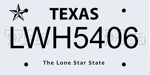 LWH5406 Texas License Plate