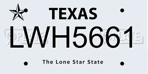 LWH5661 Texas License Plate
