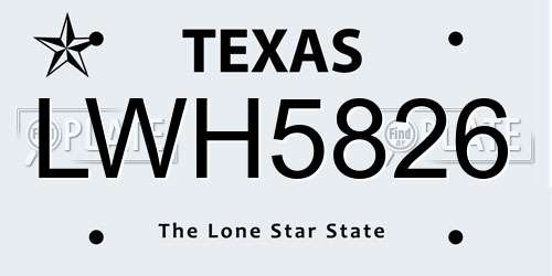 LWH5826 Texas License Plate