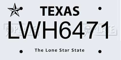 LWH6471 Texas License Plate
