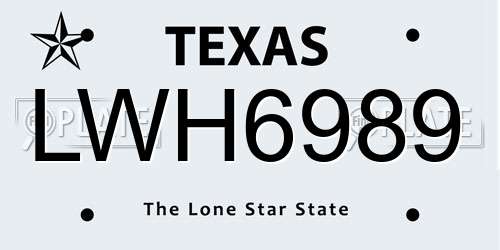 LWH6989 Texas License Plate