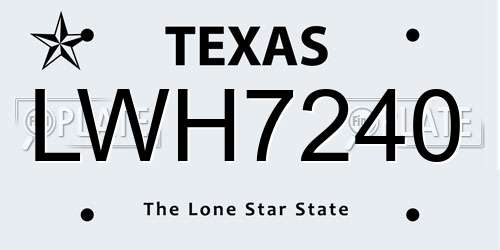 LWH7240 Texas License Plate