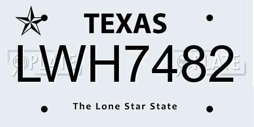 LWH7482 Texas License Plate