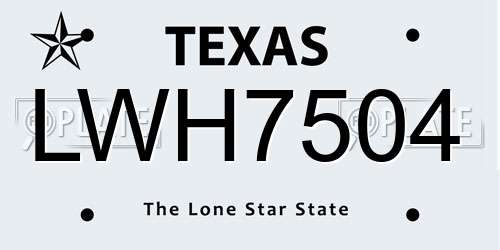 LWH7504 Texas License Plate