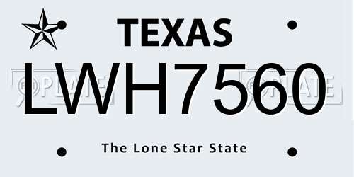 LWH7560 Texas License Plate