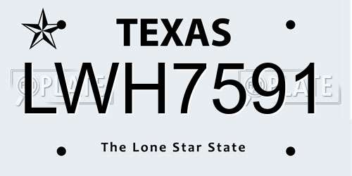 LWH7591 Texas License Plate