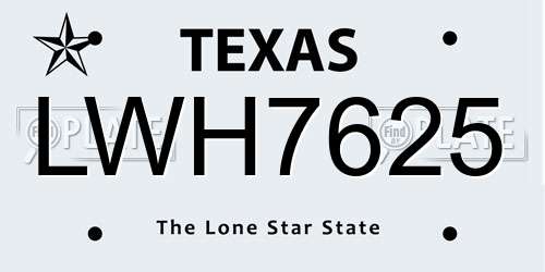 LWH7625 Texas License Plate