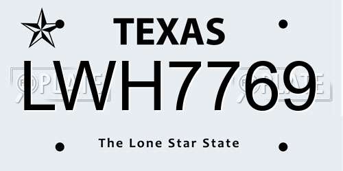 LWH7769 Texas License Plate
