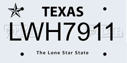 LWH7911 Texas License Plate