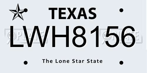 LWH8156 Texas License Plate