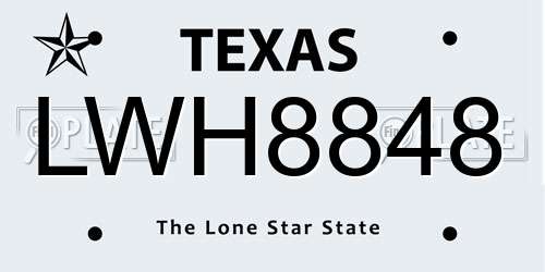 LWH8848 Texas License Plate