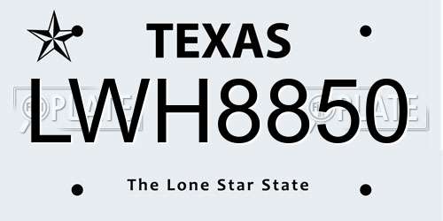 LWH8850 Texas License Plate