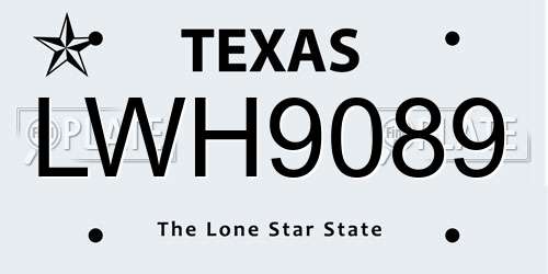 LWH9089 Texas License Plate