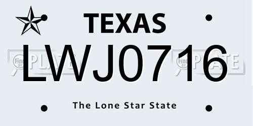 LWJ0716 Texas License Plate