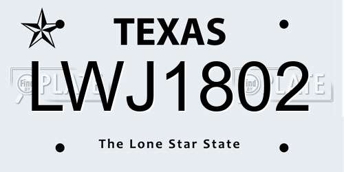 LWJ1802 Texas License Plate