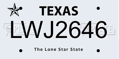 LWJ2646 Texas License Plate