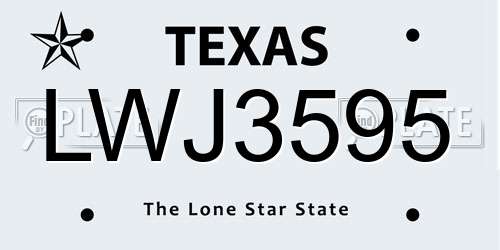 LWJ3595 Texas License Plate