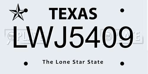 LWJ5409 Texas License Plate