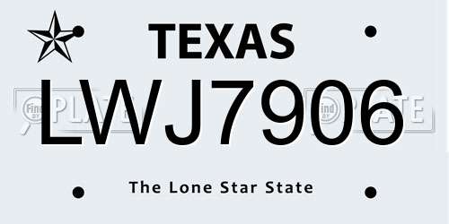 LWJ7906 Texas License Plate