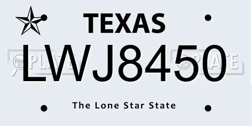 LWJ8450 Texas License Plate