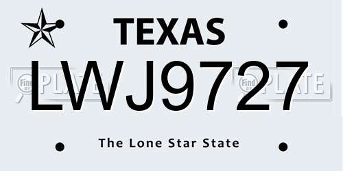 LWJ9727 Texas License Plate