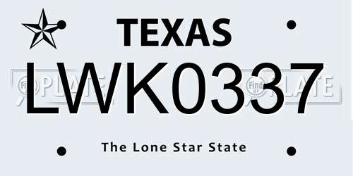LWK0337 Texas License Plate