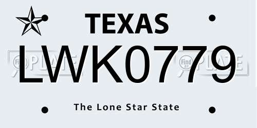 LWK0779 Texas License Plate
