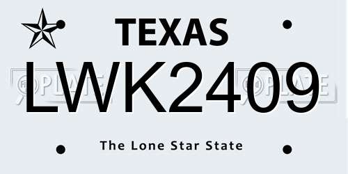LWK2409 Texas License Plate