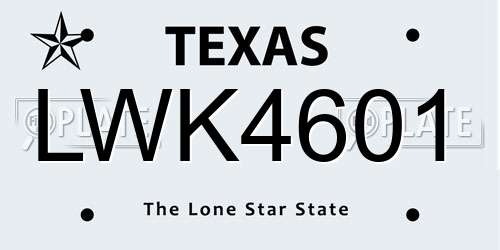 LWK4601 Texas License Plate