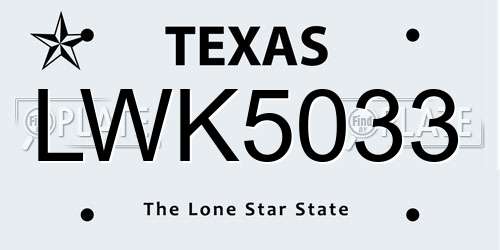 LWK5033 Texas License Plate