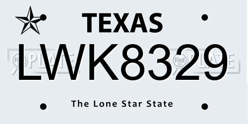 LWK8329 Texas License Plate