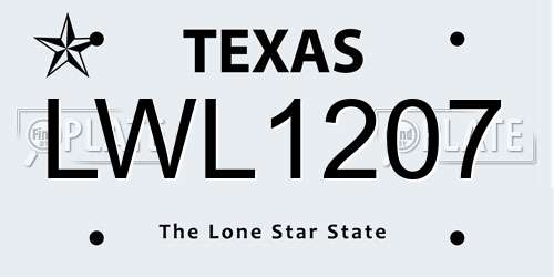 LWL1207 Texas License Plate