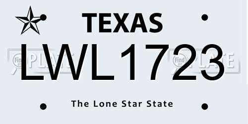 LWL1723 Texas License Plate