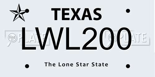 LWL200 Texas License Plate
