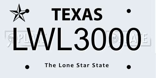 LWL3000 Texas License Plate
