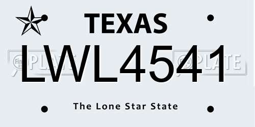 LWL4541 Texas License Plate