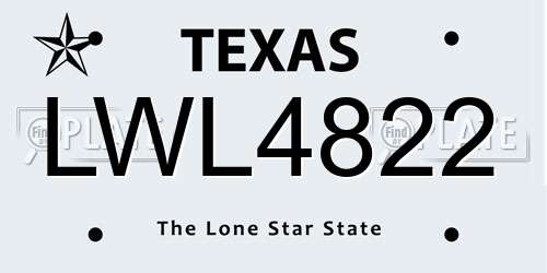 LWL4822 Texas License Plate