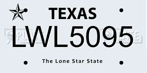 LWL5095 Texas License Plate