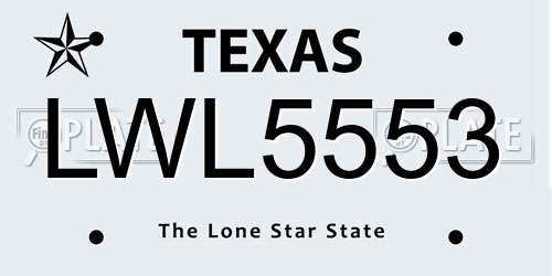 LWL5553 Texas License Plate