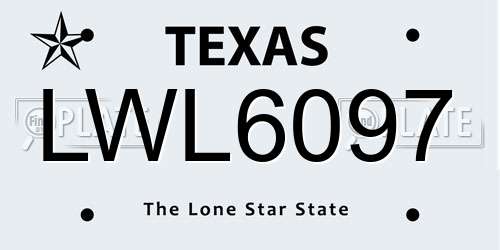 LWL6097 Texas License Plate