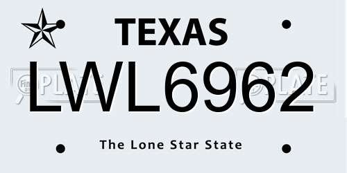 LWL6962 Texas License Plate