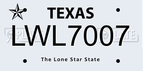 LWL7007 Texas License Plate