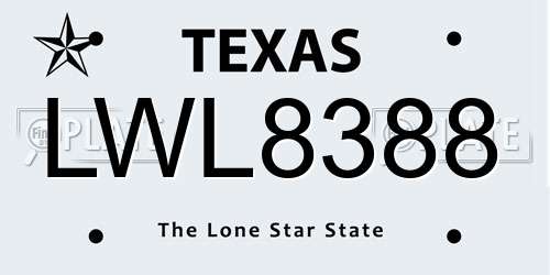LWL8388 Texas License Plate