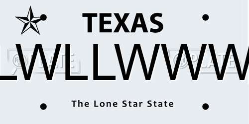 LWLLWWW Texas License Plate