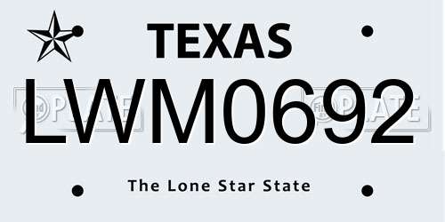 LWM0692 Texas License Plate