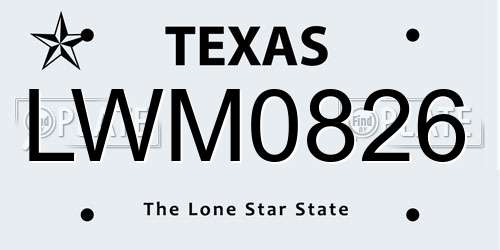 LWM0826 Texas License Plate