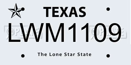 LWM1109 Texas License Plate